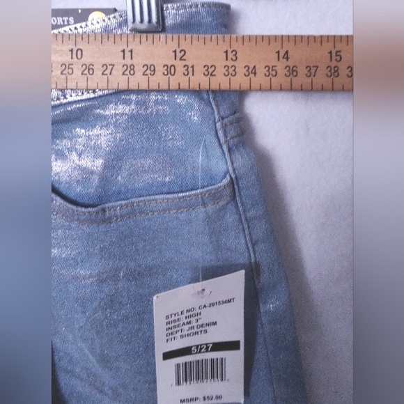 Celebrity Ace Shorts Juniors Woman's‎ Size 5/27 Stretch Blue Silver Metallic - Picture 5 of 12